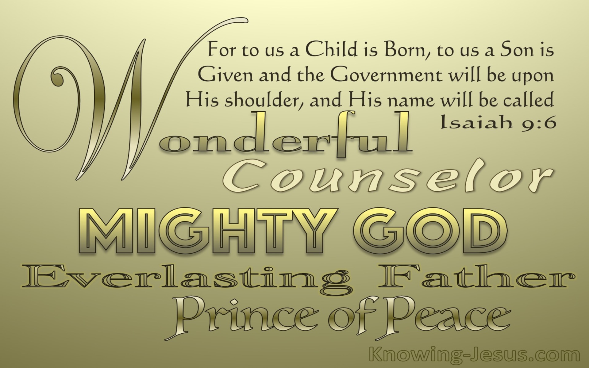 Isaiah 9:6 Unto Us A Child Is Born (gold)